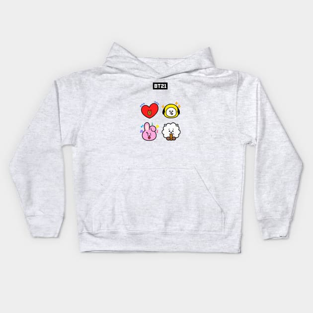 bt21 bts exclusive design 32 Kids Hoodie by Typography Dose